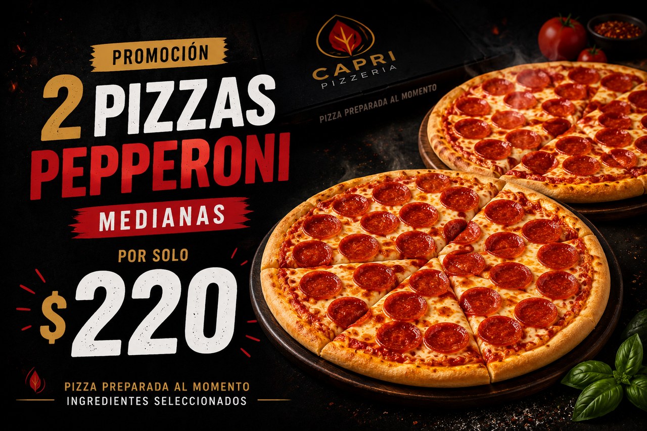 2 Pizzas Pepperoni Medianas